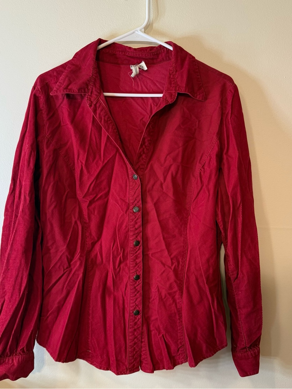 St. John's Bay Red Button-Front Corduroy Shirt